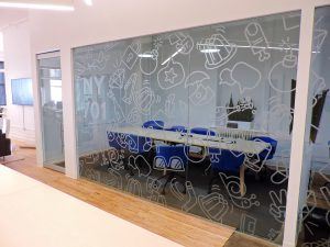 custom office window graphics in NYC