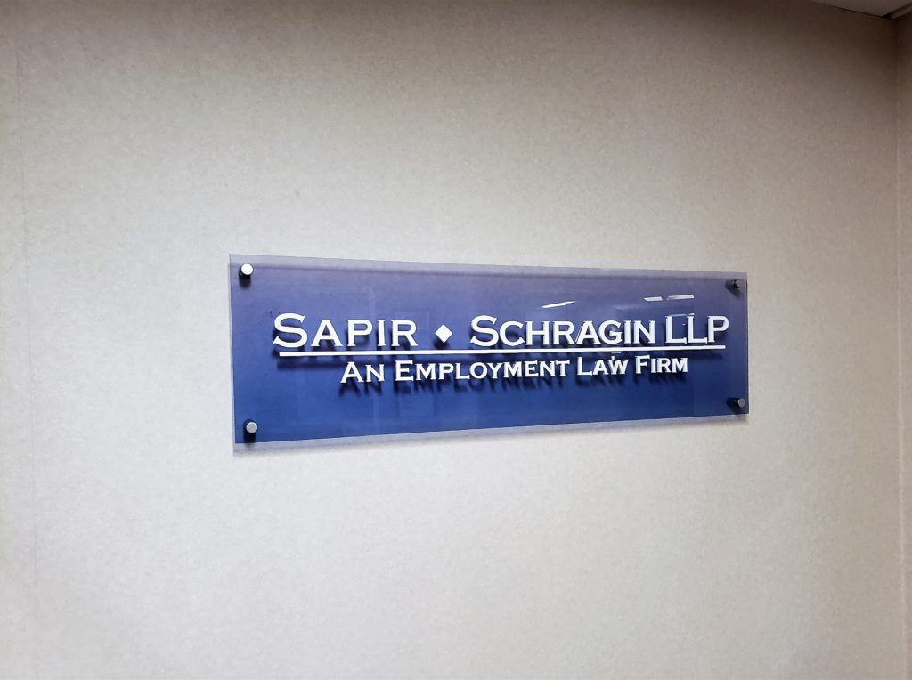 Acrylic Panel Lobby Signs for Law Firms in White Plains NY